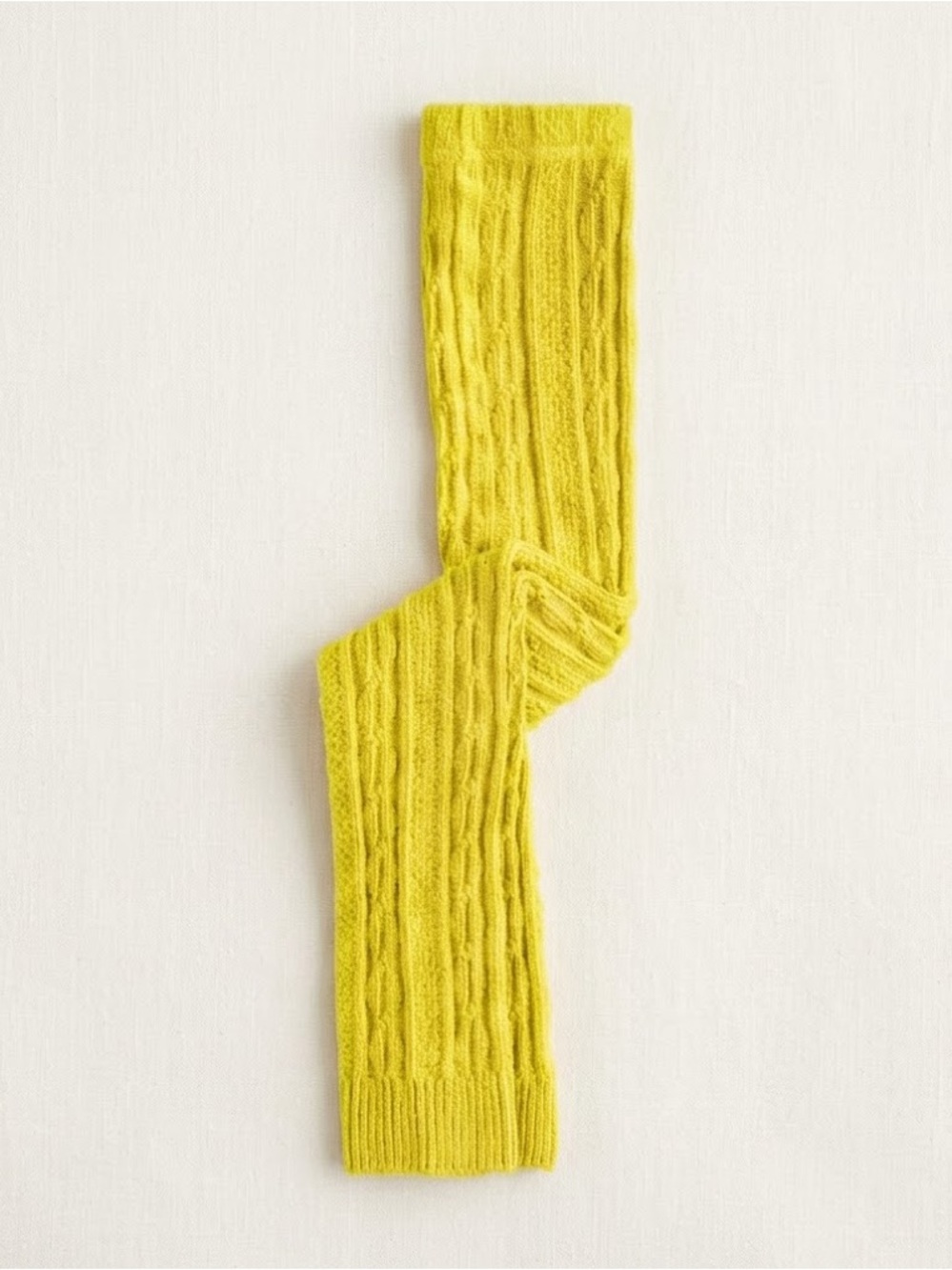 Mini Boden Yellow Cable Knit Tights Girls Size 5-6Y